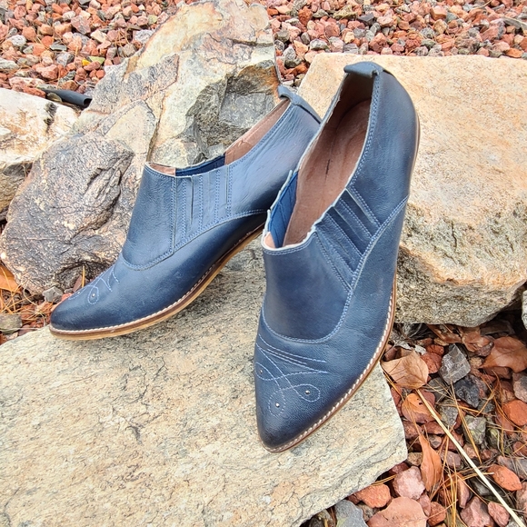 Sixty Seven Anthro Rio Grande Blue Leather Ankle Booties 39 8.5 9 Western Boots - Picture 6 of 15